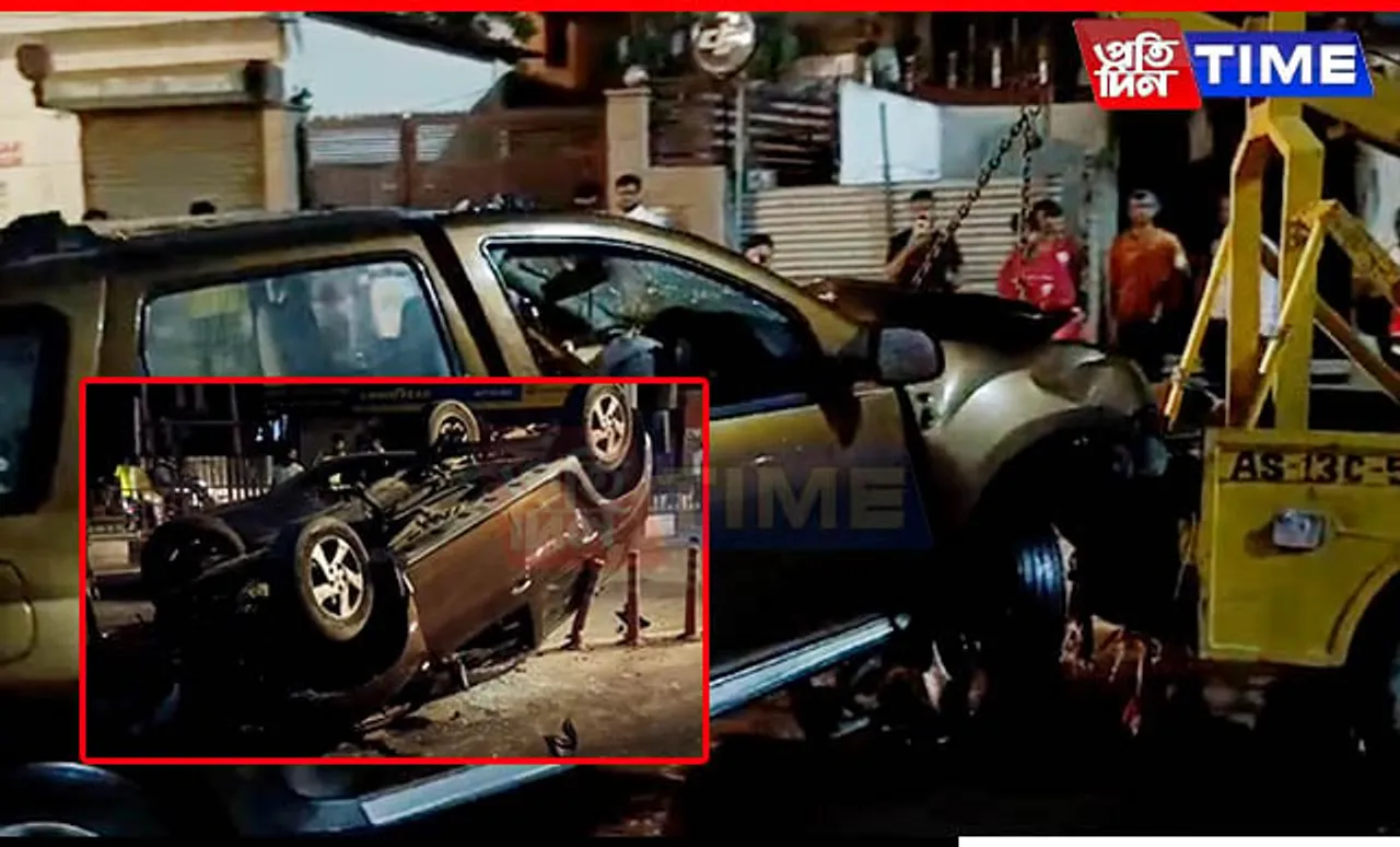 Speeding Car Overturns Near Shradhanjali Flyover in Guwahati